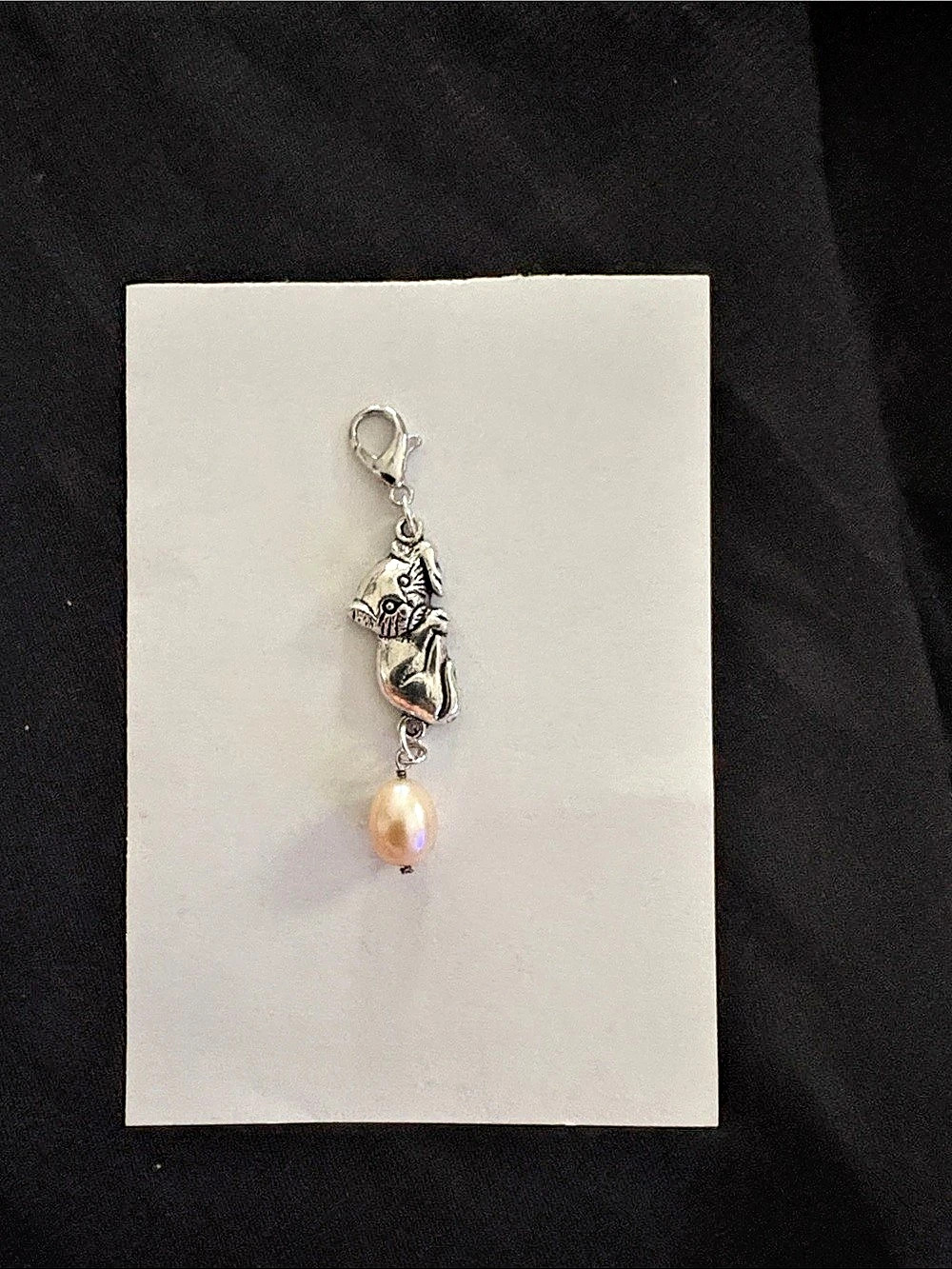 Cat Charm with Pearl Drop